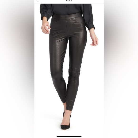 SPANX FAUX LEATHER-LIKE ANKLE SKINNY PANTS 20282R NOIR SIZE XL - Picture 1 of 5